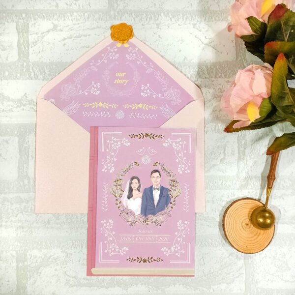 簡愛 Jane Eyre-客製手繪人像喜帖-粉紅