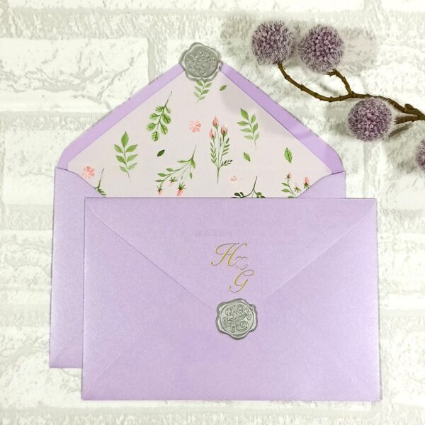 Alternative view of 藕色花草-喜帖信封襯紙