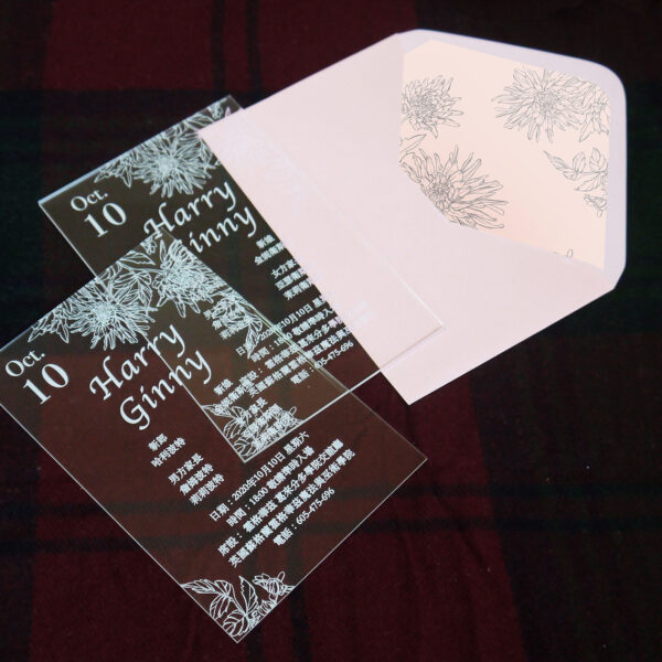 Alternative view of 透明簡約花團-透明壓克力喜帖