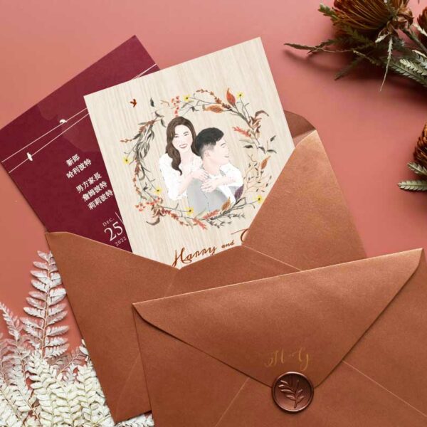 Alternative view of 電子喜帖|鄉村花圈- 似顏繪喜帖, 電子喜帖