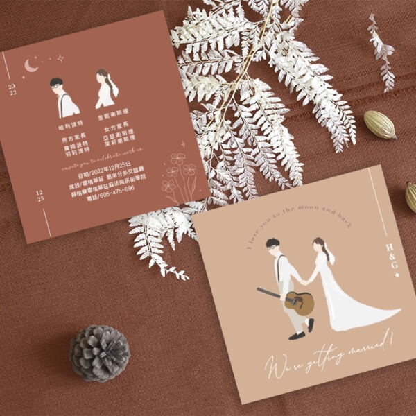 客製化手繪人像喜帖-- 蜜柑拿鐵