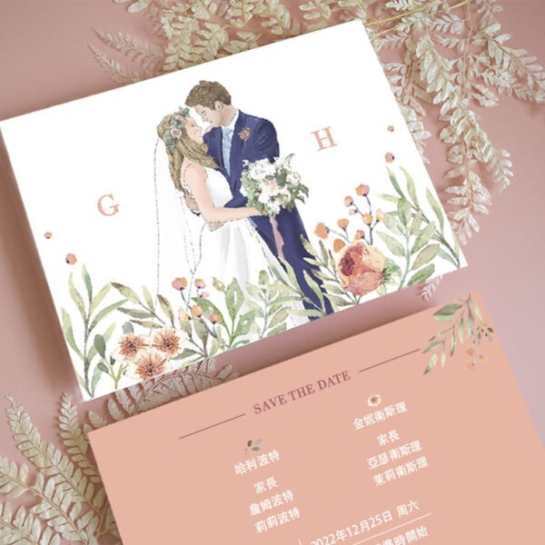 Alternative view of 電子喜帖|春語櫻源- 似顏繪喜帖, 少量印製