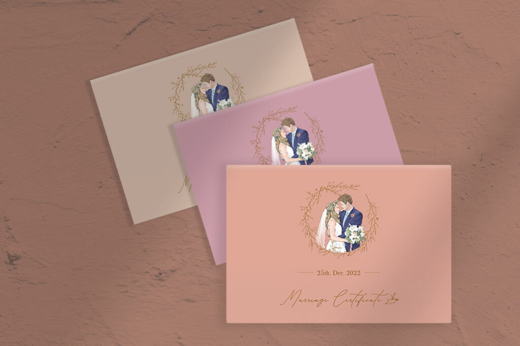 客製化結婚書約-莫蘭迪3色-歐式寫實人物插畫