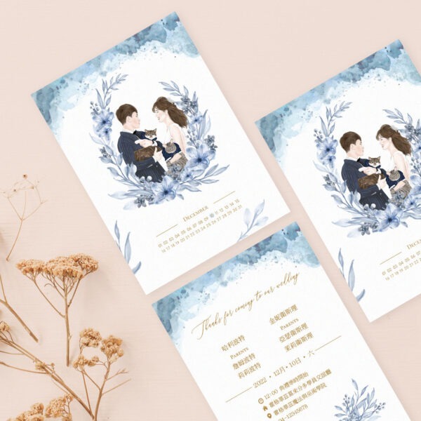 Alternative view of 電子喜帖|淺藍雅頌- 似顏繪喜帖, 電子喜帖