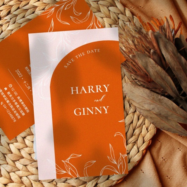 Alternative view of Belle-橘粉-拱形簡約喜帖 (線上編輯電子喜帖&印製)