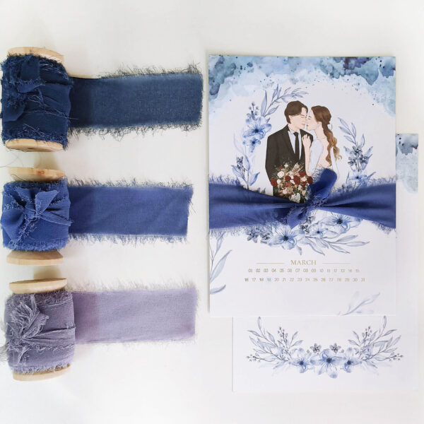 似顏繪喜帖和緞帶