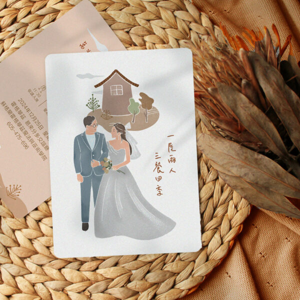 Alternative view of 客製化手繪人像喜帖- 一屋兩人三餐四季, 日式粉彩似顏繪