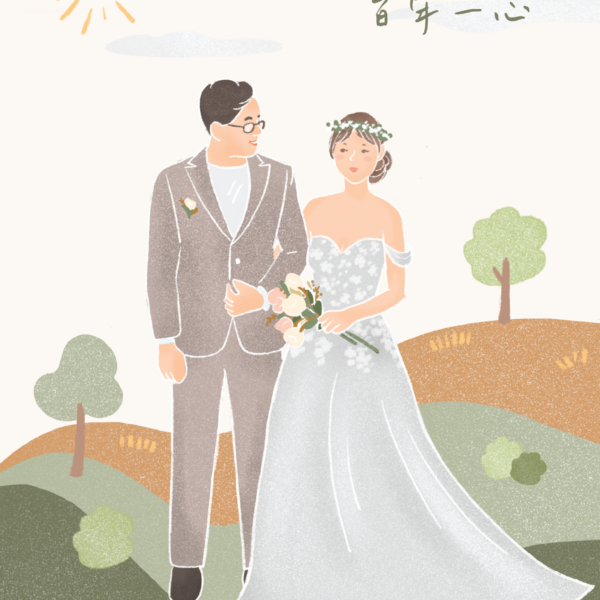 Alternative view of 電子喜帖|百年一心- 似顏繪電子喜帖, 少量喜帖印刷