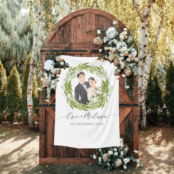 Alternative view of 清新草原- 似顏繪掛布, 客製化掛布, 客製化掛毯, 婚禮佈置